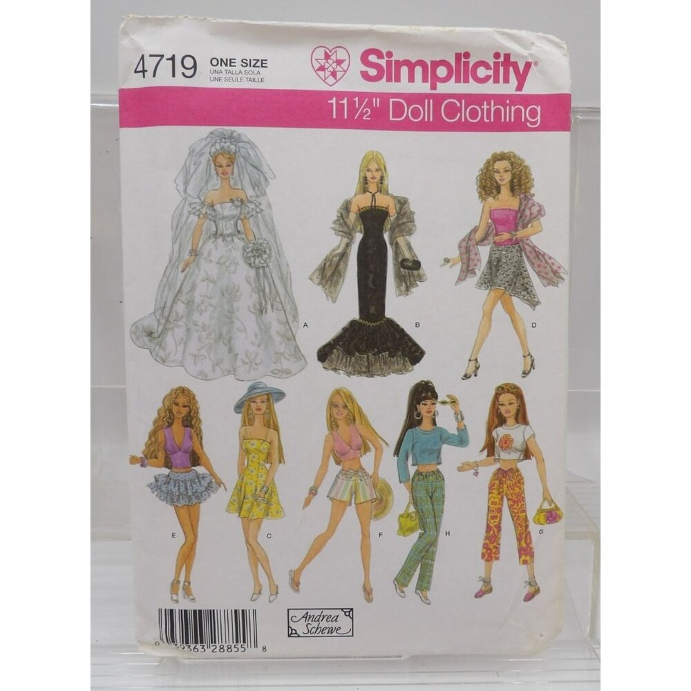 Simplicity 4719 11.5" Doll Clothing Pattern Set 33 Pieces One Size
